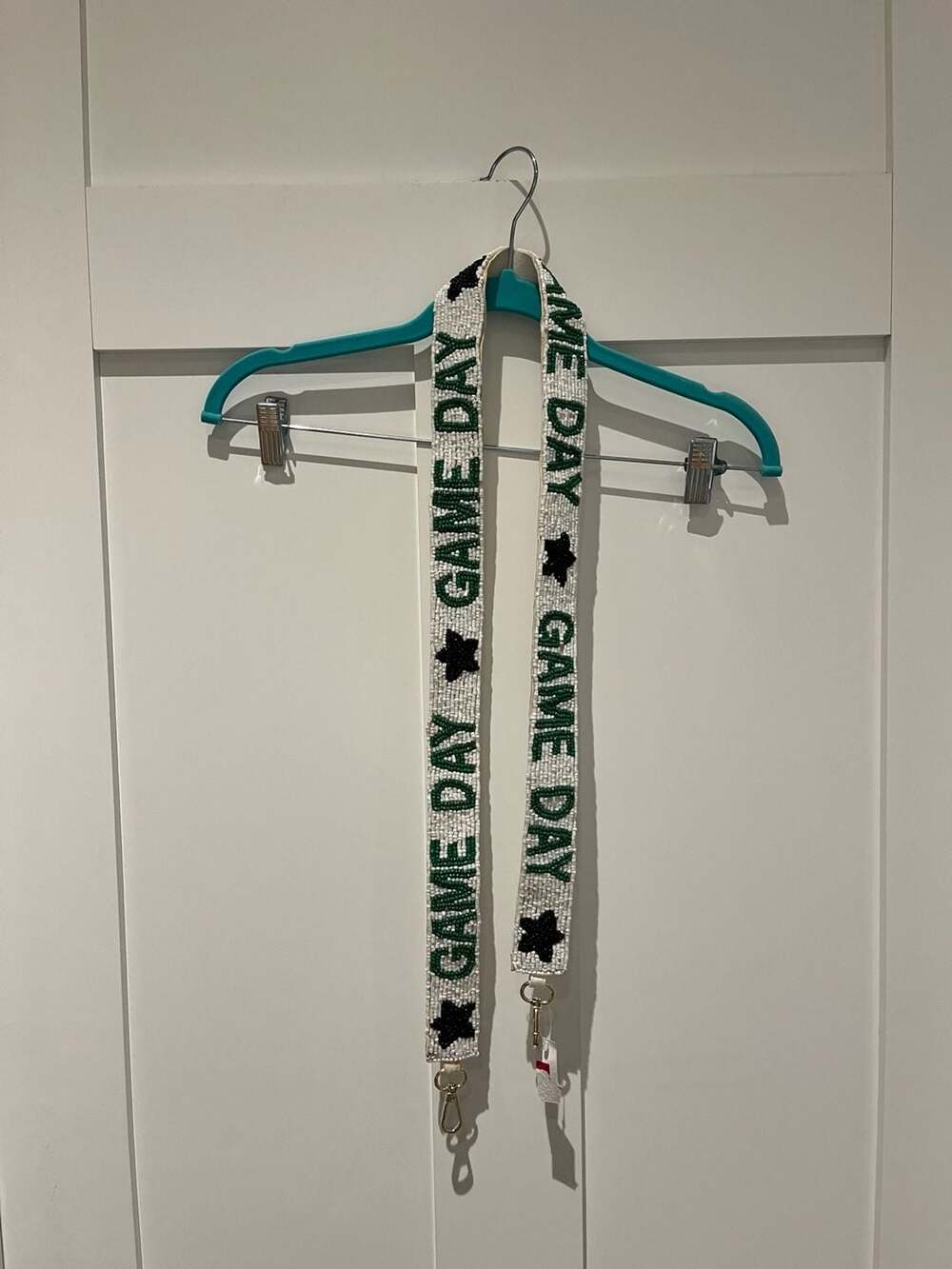 Kirkland's Collegiate Game Day Beaded Purse Strap - Green, White, and Black Star